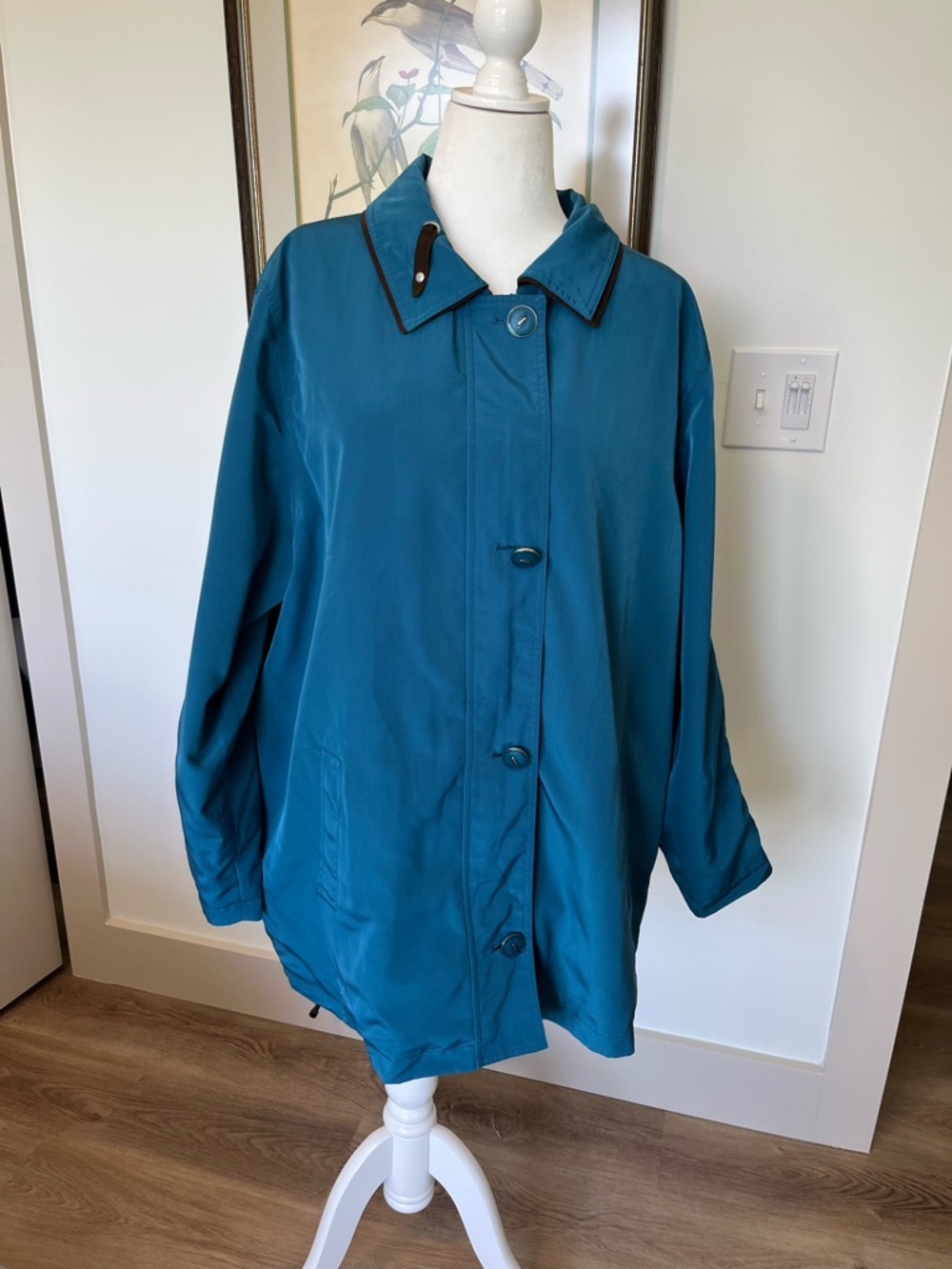 Relaxed Utility Jacket in Teal with Button Front